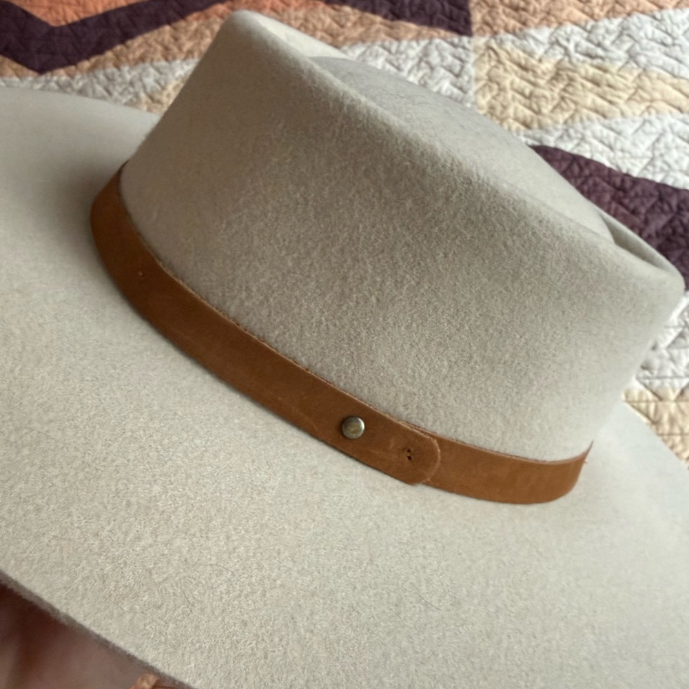 Cream and Tan Women's Hat